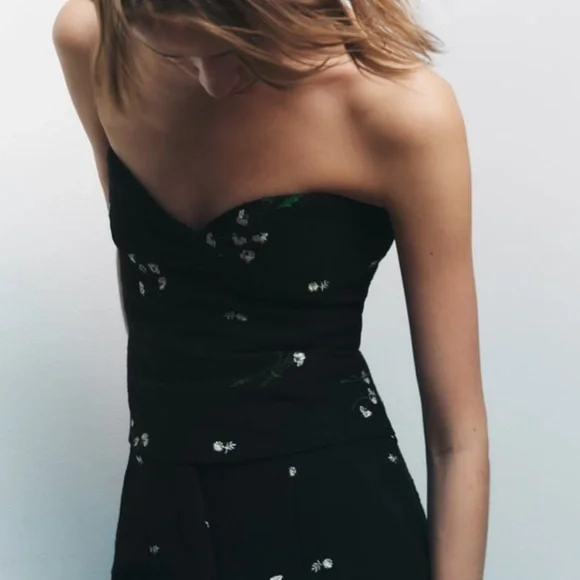 Zara Embroidered Textured Bustier - Picture 3 of 3